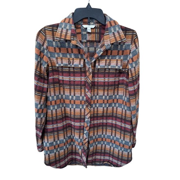 L.L. Bean Signature Tops - L.L. Bean Signature XS R Multicolor Plaid Button-Up Tunic Shirt Womens Long Slv